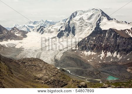 Glacier at Ala-Kul lake. Kyrgyzstan