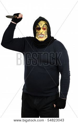 Maniac In A Mask Waves A Knife