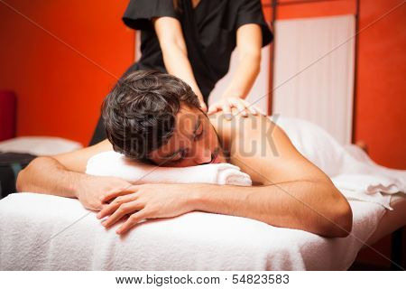 Relaxed man having a massage