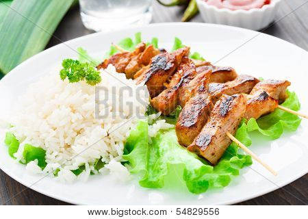 Grilled marinated pork with rice