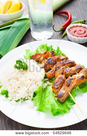 Grilled marinated pork with rice