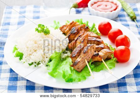 Grilled marinated pork with rice