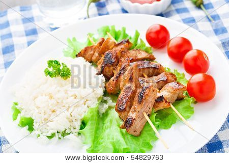 Grilled marinated pork with rice