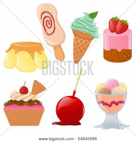 Set Of Cute Vector Desserts