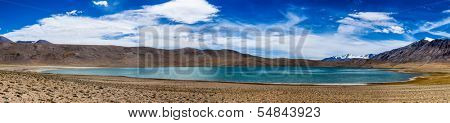 Panorama of Himalayan lake Kyagar Tso, Ladakh, India