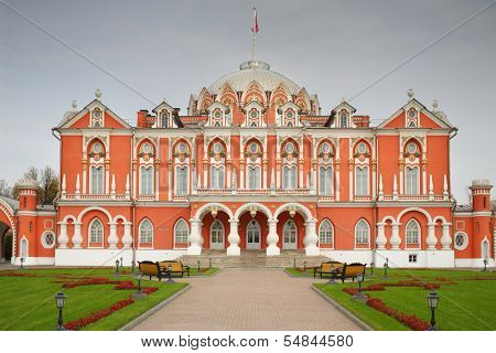 The facade of the luxury Petroff Palace a neogothic style in Moscow