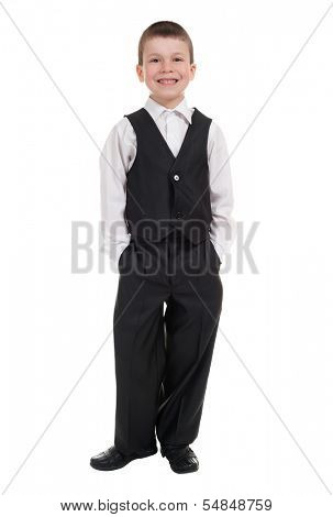 boy in suit on white