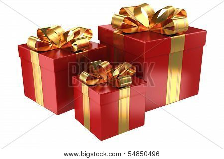 Group of red gifts