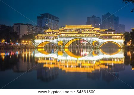 Chengdu Ancient Bridge At Night
