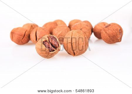 Closeup Of The Pecan Nuts