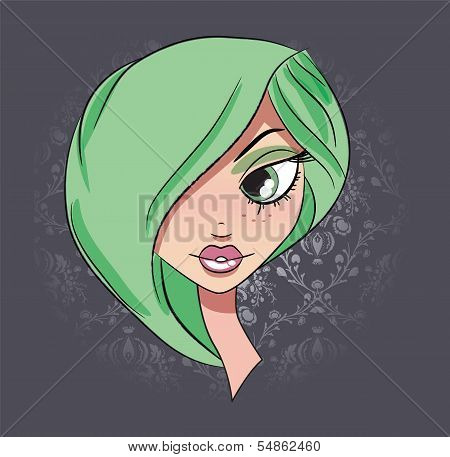 Portrait of a beautiful girl, vector illustration