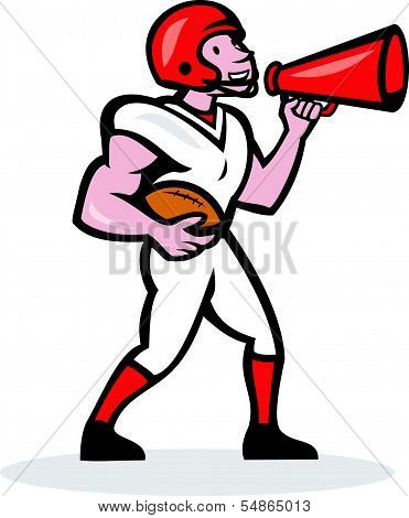 American Football Quarterback Bullhorn Isolated Cartoon