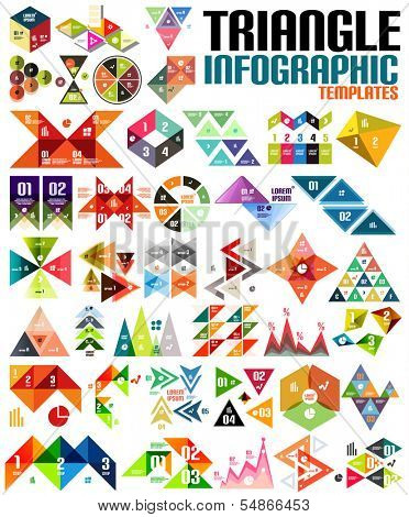 Geometric shape infographic template set - triangles, squares, abstract shapes. For banners, business backgrounds, presentations