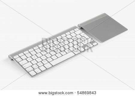 Wireless Computer Keyboard And Trackpad Isolated On White Background