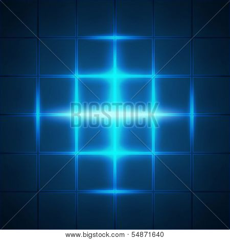 Blue glowing grid squares abstract background