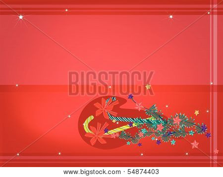 Candy Canes With Red Bow On Red Background