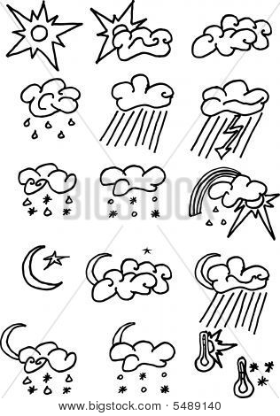 Full Page Of Fun Hand-drawn Doodles On A Weather Theme