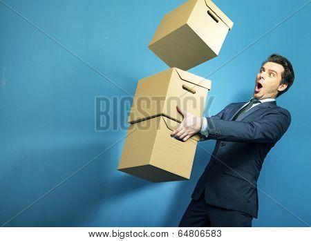 Corporate man with a cardboard box