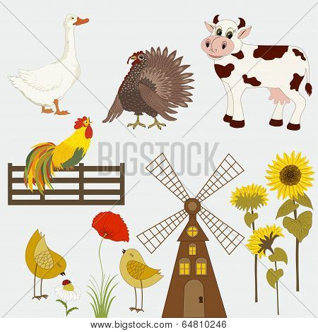 Gristmill, Sunflowers With Domestic Animals