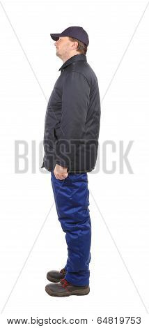 Worker in winter workwear.
