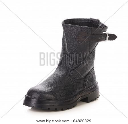 Black kersey boot close up.