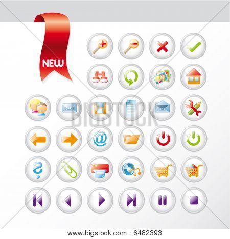 Sada nových lesklý univerzální ikon