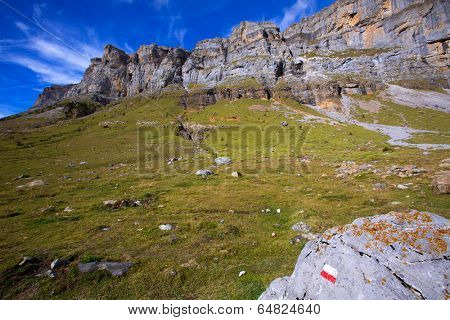 Circo de Soaso Monte Perdido in Ordesa Valley at Huesca Aragon Pyrenees spain