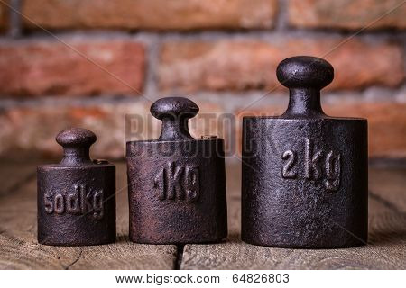 Vintage iron weights.