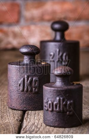 Vintage iron weights.