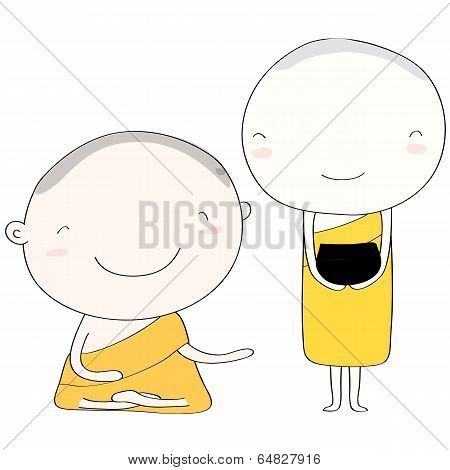 Monk Thai Smile Vector