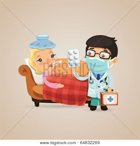 Doctor Visits a Sick Woman