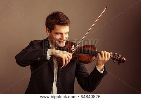 Man Violinist Playing Violin. Classical Music Art