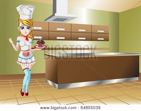 Chef Girl in Kitchen