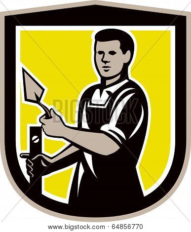 Mason Masonry Worker Trowel Shield Retro