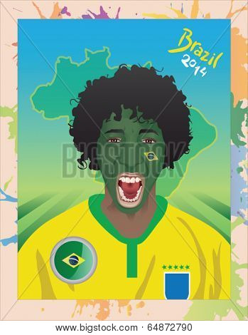 Brazilian football fan shouting