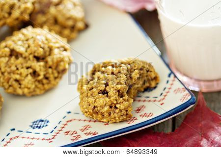 Pumpkin oat cookies on a plate