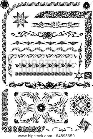 Graphic Pattern With Plant And Floral Elements In Art Nouveau Style