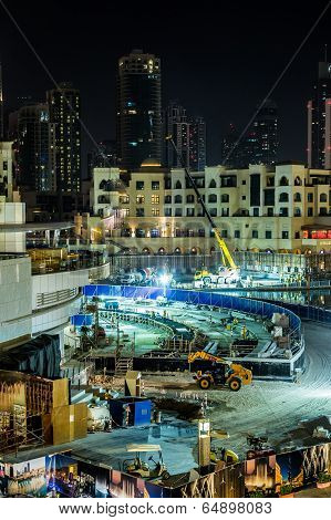 View On Burj Khalifa, Dubai, Uae, At Night