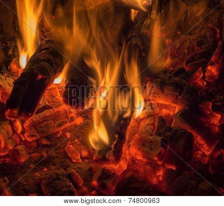 Flames coals