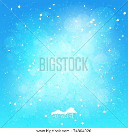 Snowfall, Abstract Blue Winter Background, Vector Illustration
