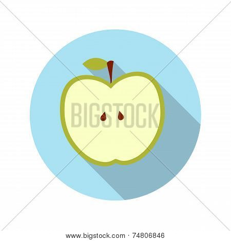Flat Design Concept Apple Vector Illustration With Long Shadow.