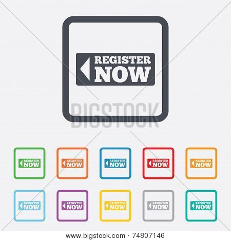 Register now sign icon. Join button symbol.