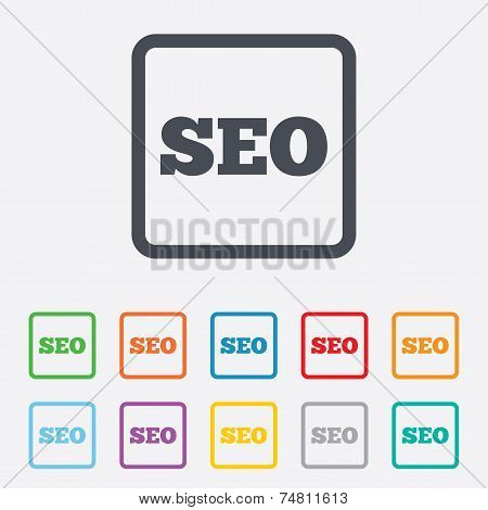 SEO sign icon. Search Engine Optimization symbol.