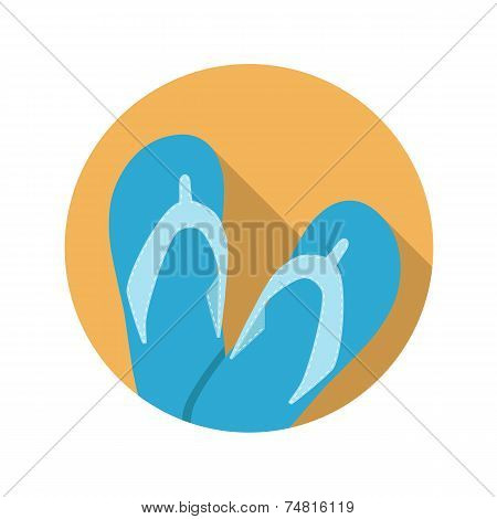 Flat Design Concept Flip Flop Vector Illustration With Long Shad