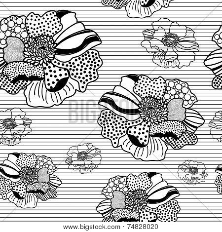 Monochrome floral pattern