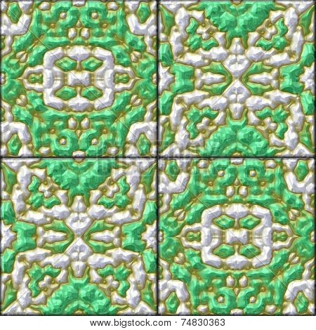 Retro Green Glazed Genarated Tiles - Texture