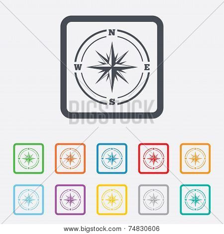 Compass sign icon. Windrose navigation symbol.