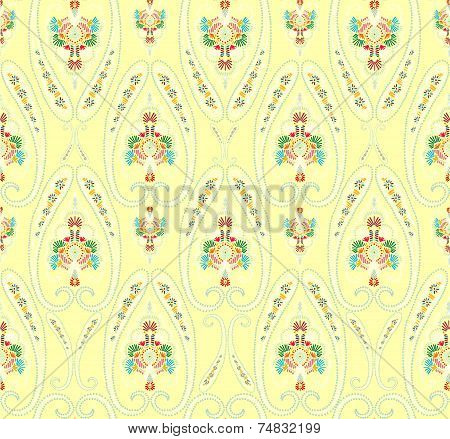 Hand drawn seamless folk pattern