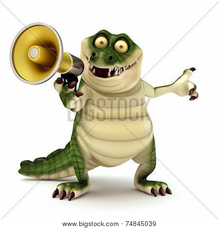 Crocodile with megaphone