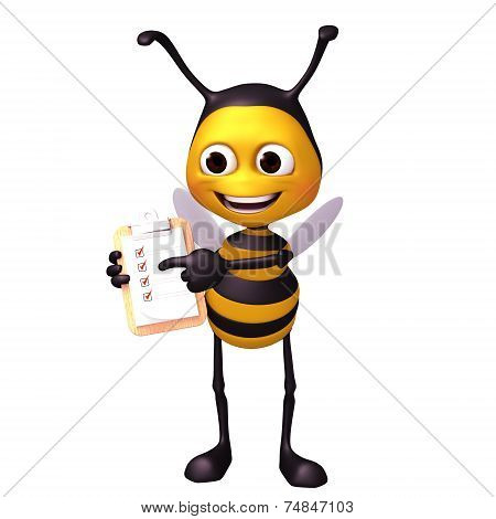 Bee with check note